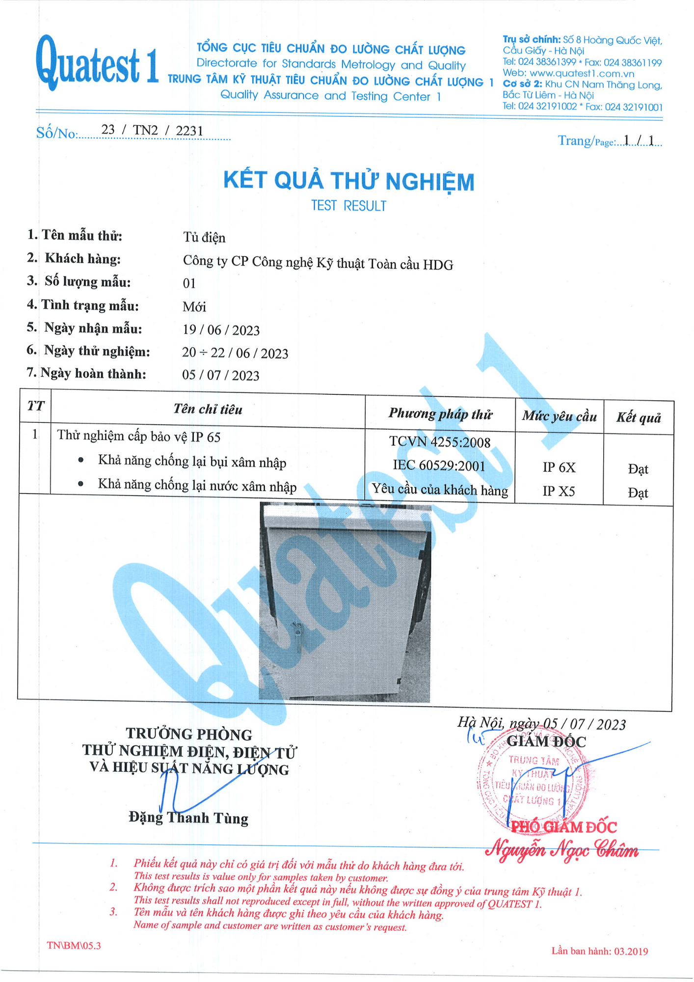 Thí nghiệm IP65 - Tủ ngoài trời